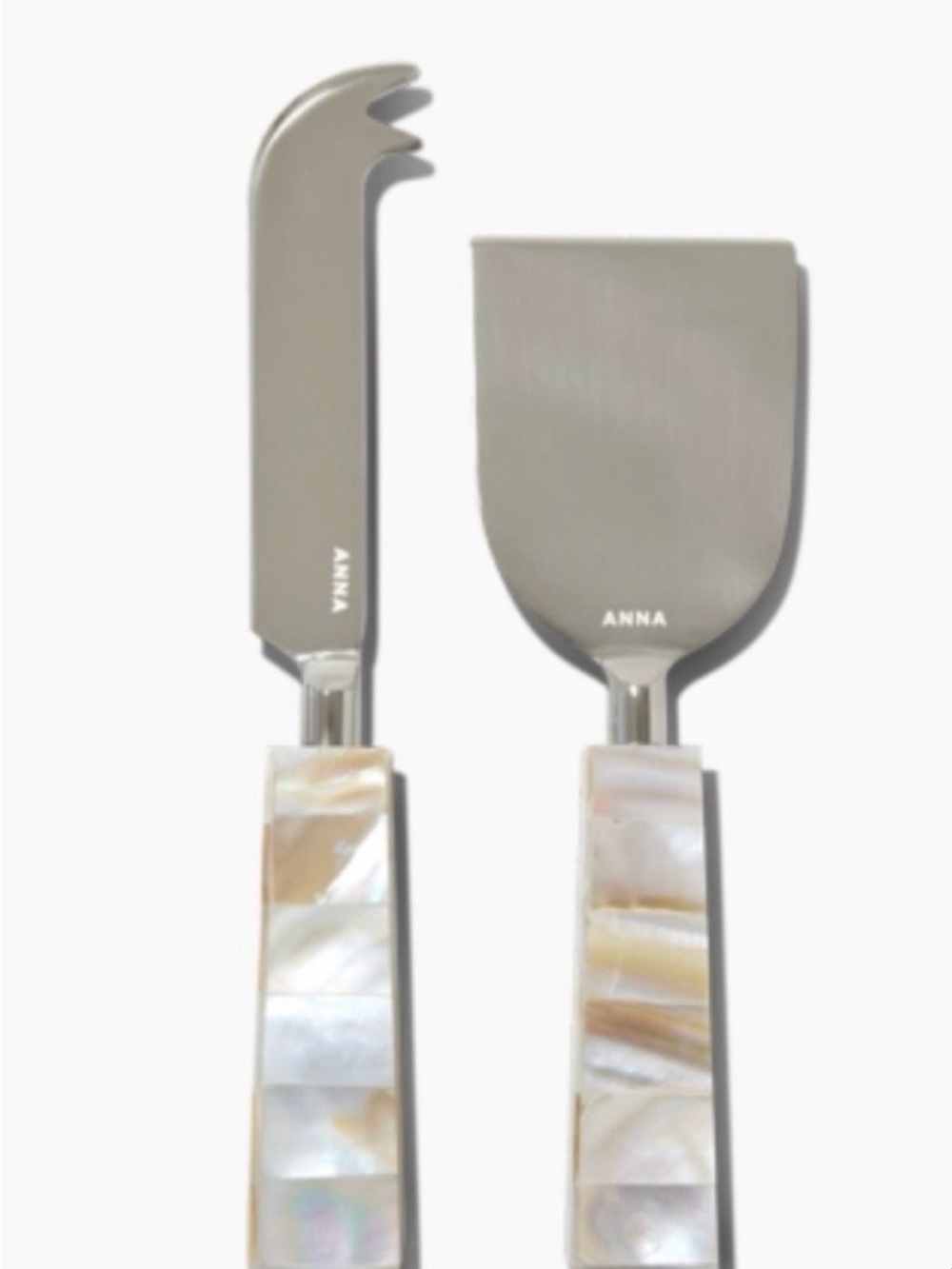 #243 ANNA Mother of Pearl Handle Cheese Knives - Set of 2 - NEW IN BOX